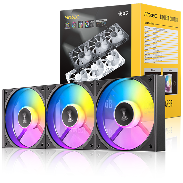 Antec Connect C120 ARGB 120mm Black Fan - Triple Pack